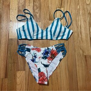 Cupshe Striped & Floral Bikini Set Size S